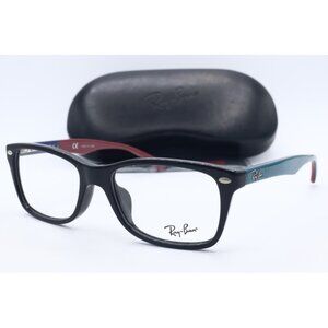 Ray Ban RB 5228F 5544 Black Rectangle Eyeglasses clear Lenses 53mm